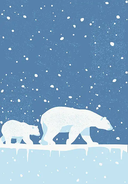 Vector illustration of Polar Bears in the Wild