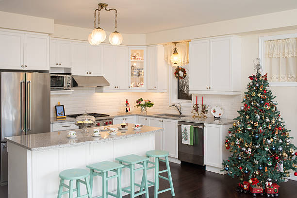 New white kitchen with Christmas decorations