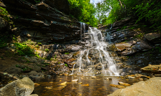 Glen Onoko Waterfalls trail, Lehigh Gorge state park, Poconos region, Carbon County near by Jim Thorpe, Pennsylvania, USA