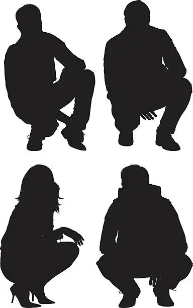 Vector illustration of People crouching
