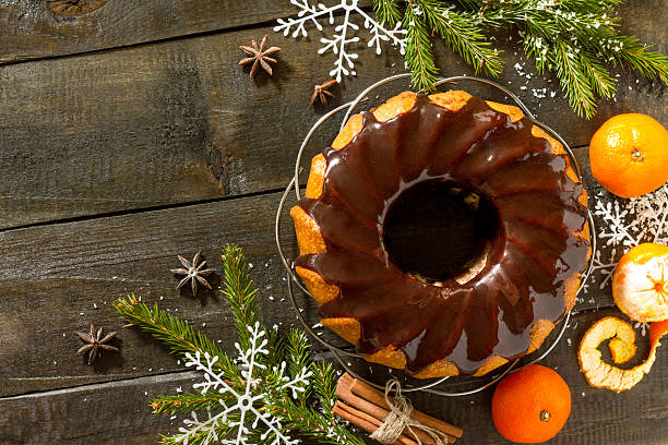 istock Christmas frame. Traditional homemade cupcake with chocolate ici 625624932