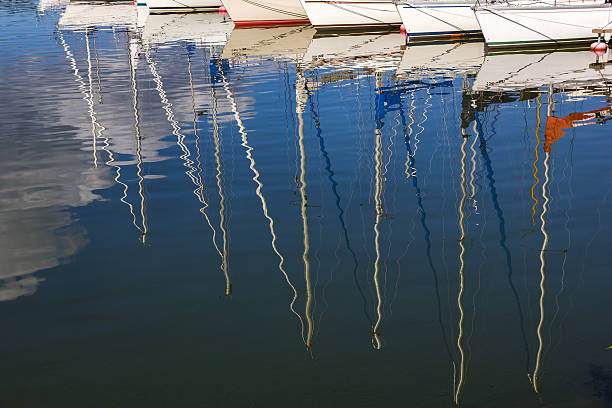 Marina and boats over sunny sky in St Tropez,France