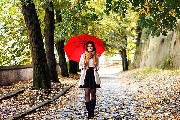 istock Woman with red umbrella 625642546