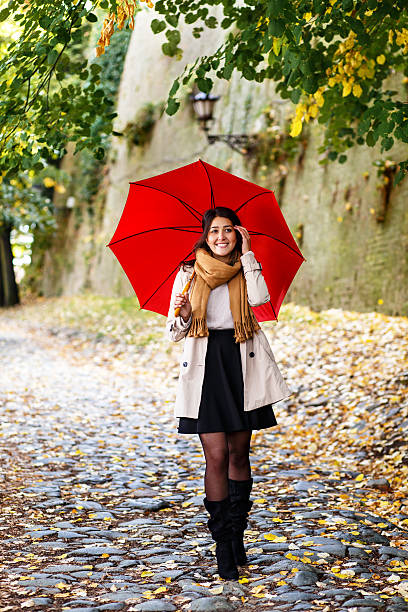 istock Woman with red umbrella 625643122