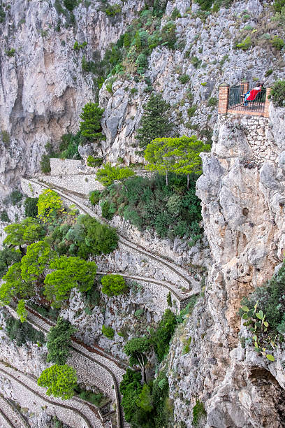 Via Krupp in Capri Italy Winding Road on the Side of a Cliff in Capri Italy via krupp stock pictures, royalty-free photos & images