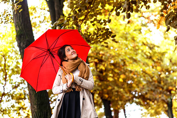 istock Woman with red umbrella 625648308