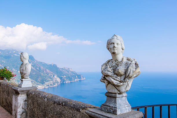 View from Terrace of Infinity in Villa Cimbrone View of the Amalfi Coast from Terrace of Infinity in Villa Cimbrone ravello stock pictures, royalty-free photos & images