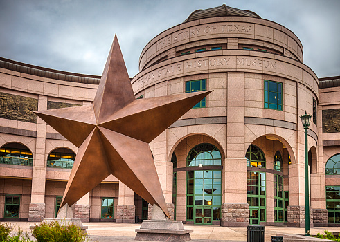 Austin, Texas, USA - November 4, 2016:  The Bullock Texas State History Museum in Austin, Texas on an overcast day.