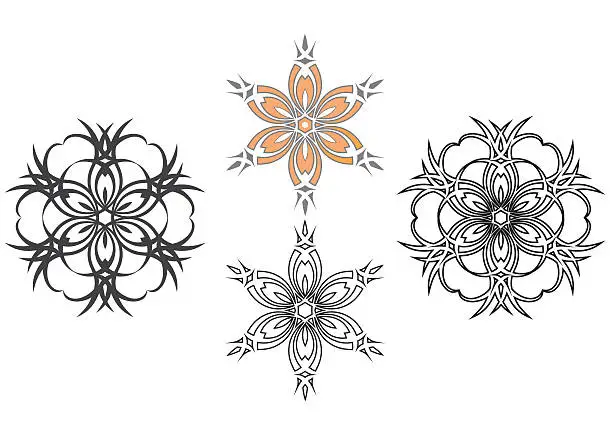 Vector illustration of Four floral flowers