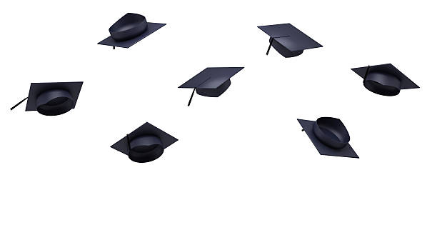 istock Thrown graduation hats in the air 625651276