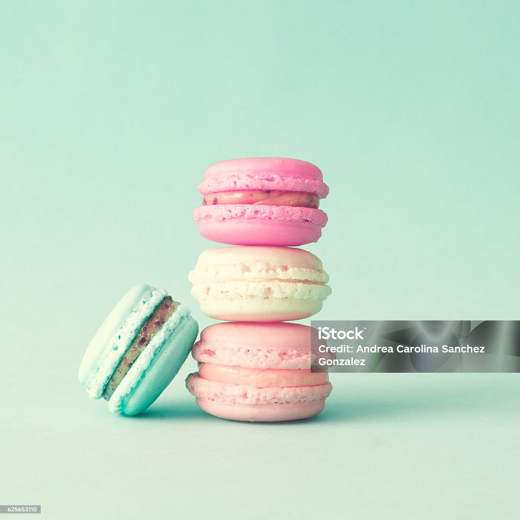 Vintage french macarons Vintage pastel colored french macarons Dessert - Sweet Food Stock Photo