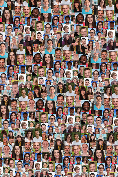 Collection of young people background collage large group Collection of young people background collage large group smiling faces social media refugee photos stock pictures, royalty-free photos & images