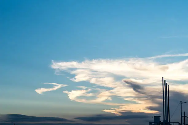 Cloud,sky, tree, weir,bird  in Japan