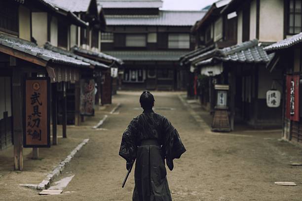istock Samurai in Japanese village 625663752