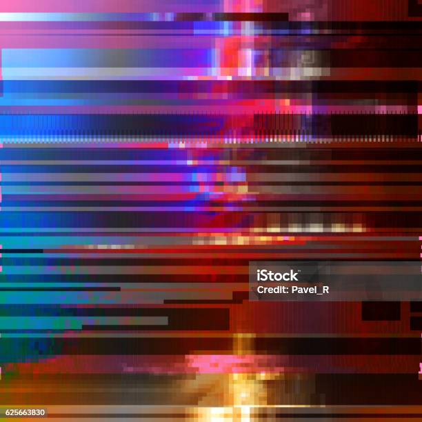 Glitched Abstract Vector Background Made Of Colorful Pixel Mosaic Digital Stock Illustration - Download Image Now