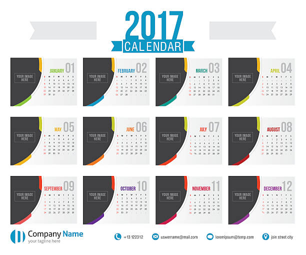 kalendarz 2017 r. - personal data assistant stock illustrations