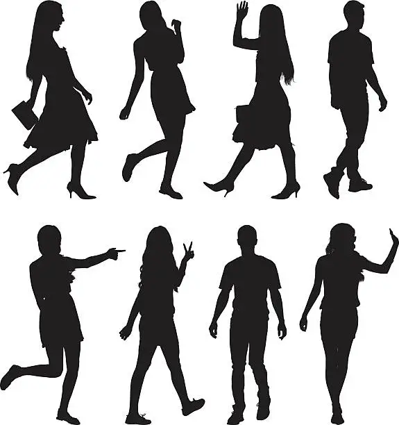 Vector illustration of People walking and in various action