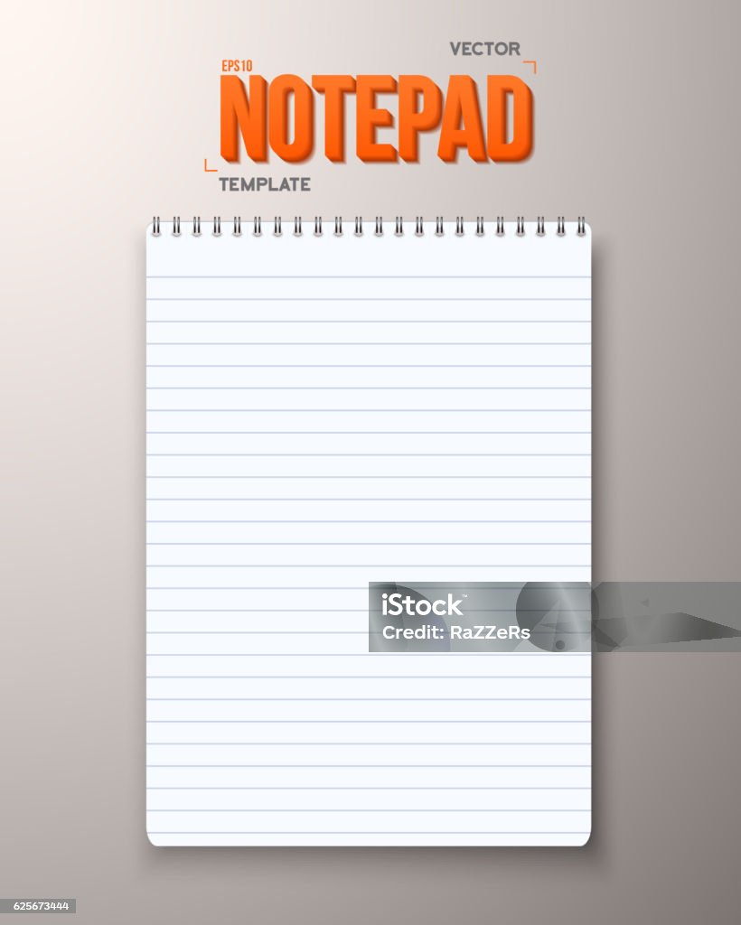 Realistic Vector Notepad Office Equipment White Paper Notepad Stock ...
