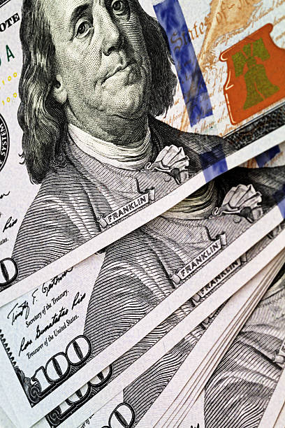 istock Blue American Hundred Dollar Bills 625676446