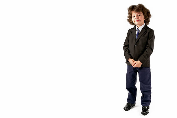 istock Funny small businessman is bowing his head and looking camera 625683614