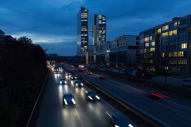 istock Busy road with office building in Munich, Germany 625684706