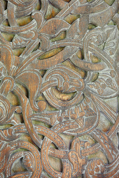 istock Norwegian ancient wooden carving. Nature forms. Norway 625687906
