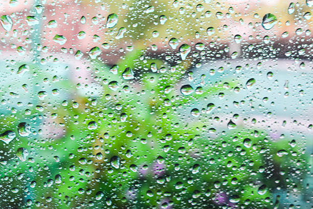 Raindrops on the railing
