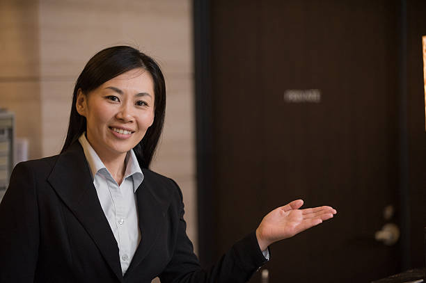 Portrait of Asian Concierge in Hotel stock photo