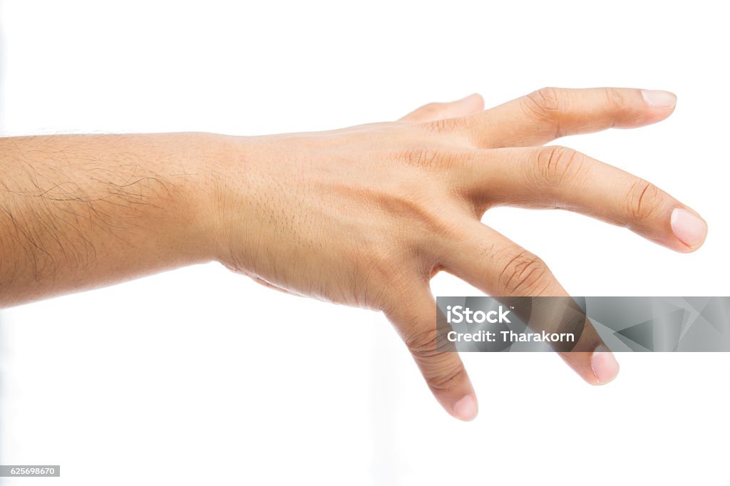 Gripping Empty man hand isolated on white background Gripping Stock Photo