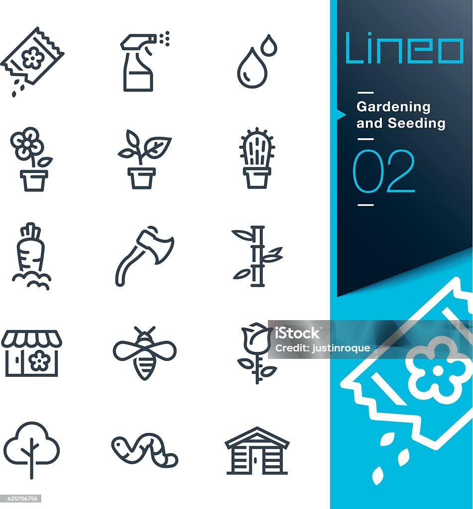 Lineo - Gardening and Seeding line icons Vector illustration, Each icon is easy to colorize and can be used at any size.  Icon Symbol stock vector