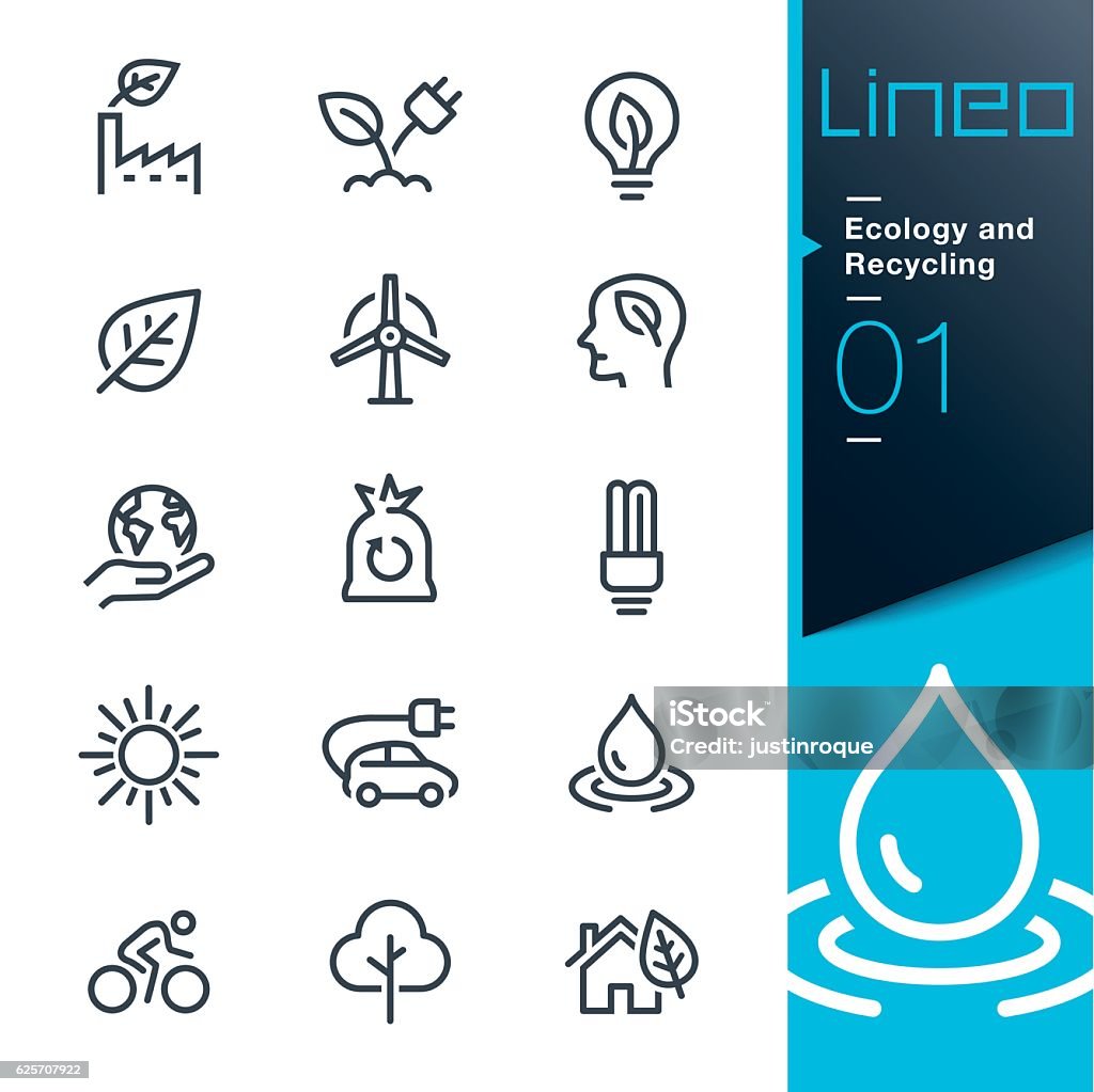 Lineo - Ecology and Recycling line icons Vector illustration, Each icon is easy to colorize and can be used at any size.  Icon Symbol stock vector