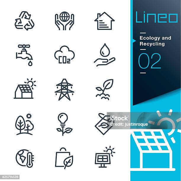 Lineo Ecology And Recycling Line Icons Stock Illustration - Download Image Now - Icon Symbol, Consumerism, Fuel and Power Generation