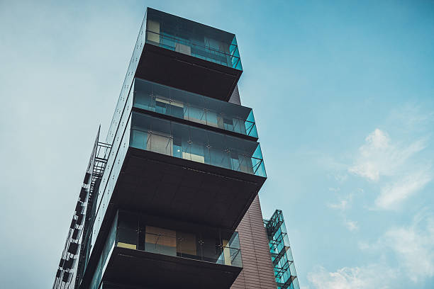 istock Tall building with balconies sticking out 625714648