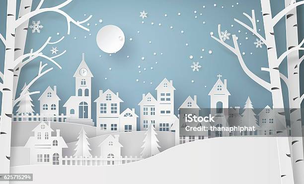 Vetores de Winter Snow Urban Countryside Landscape City Village Com Ful Lm e mais imagens de Natal