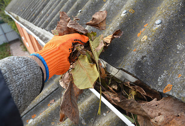 istock Rain Gutter Cleaning from Leaves in Autumn 625715680