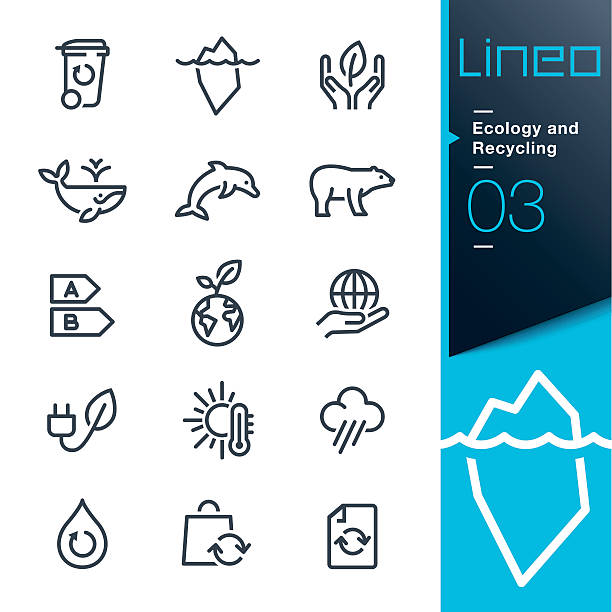 lineo - иконки линии экологии и переработки - climate energy efficiency symbol stock illustrations