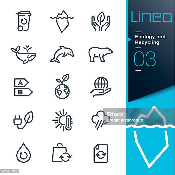 Lineo Ecology And Recycling Line Icons Stock Illustration - Download Image Now - Icon Symbol, Climate, Symbol