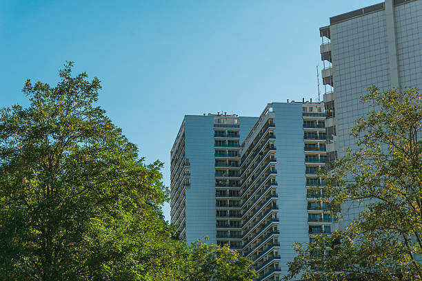 istock typical plattenbau skyscrapers in berlin framed with a treetop 625721526