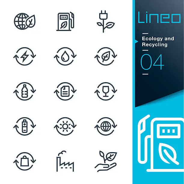 Vector illustration of Lineo - Ecology and Recycling line icons