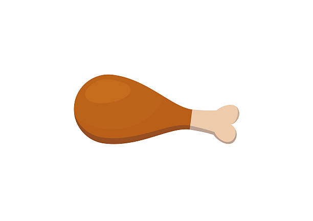 stockillustraties, clipart, cartoons en iconen met chicken leg. thighs icon fried food in flat style. drumstick - kippenpoot