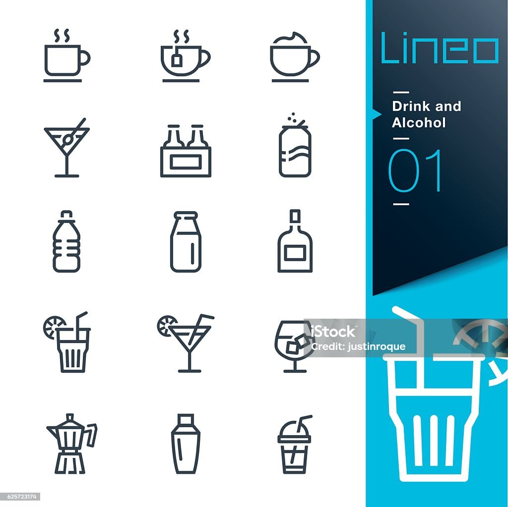 Lineo - Drink and Alcohol outline icons Vector illustration, Each icon is easy to colorize and can be used at any size.  Icon Symbol stock vector