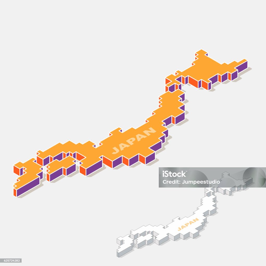 Inverted Japan Map Japan Map Element With 3d Isometric Shape Isolated On Background Stock ...