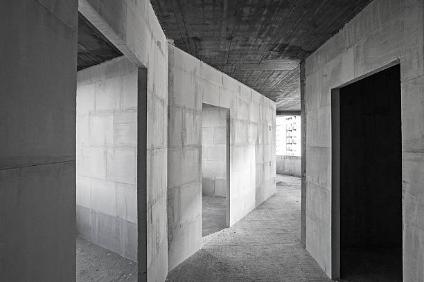 istock Empty unfinished apartment interior made of concrete and gypsum 625724876