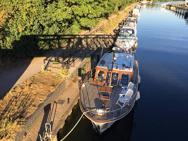 Boats on River Thames near Teddington Lock