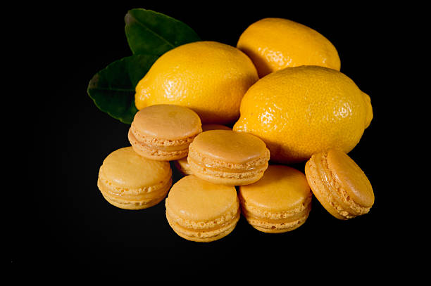 istock yellow Macaroon with lemon shot from above 625735996