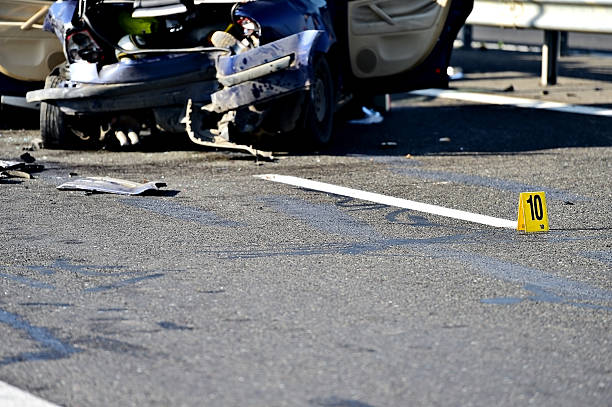 istock Car crash detail with damaged automobile 625740568