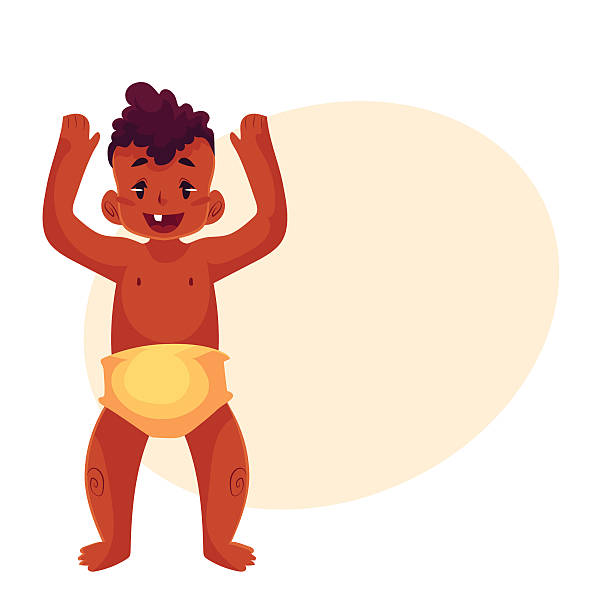 ilustrações de stock, clip art, desenhos animados e ícones de cute little baby boy dancing happily - human hair ethnic little boys dancing