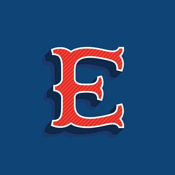 istock E letter icon in classic sport team style font. 625749524