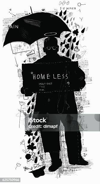Homeless Stock Illustration - Download Image Now - Homelessness, Graffiti, Computer Graphic