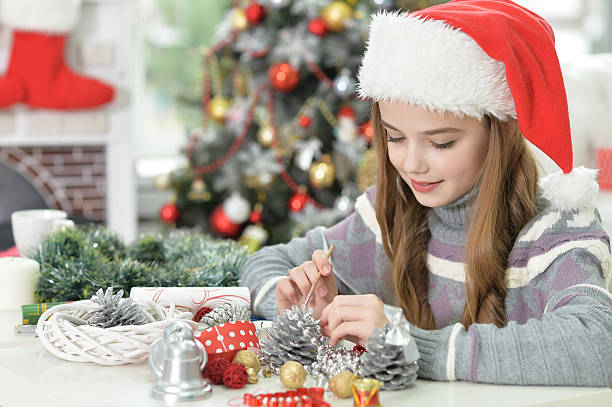 istock Girl in Santa hat 625751288